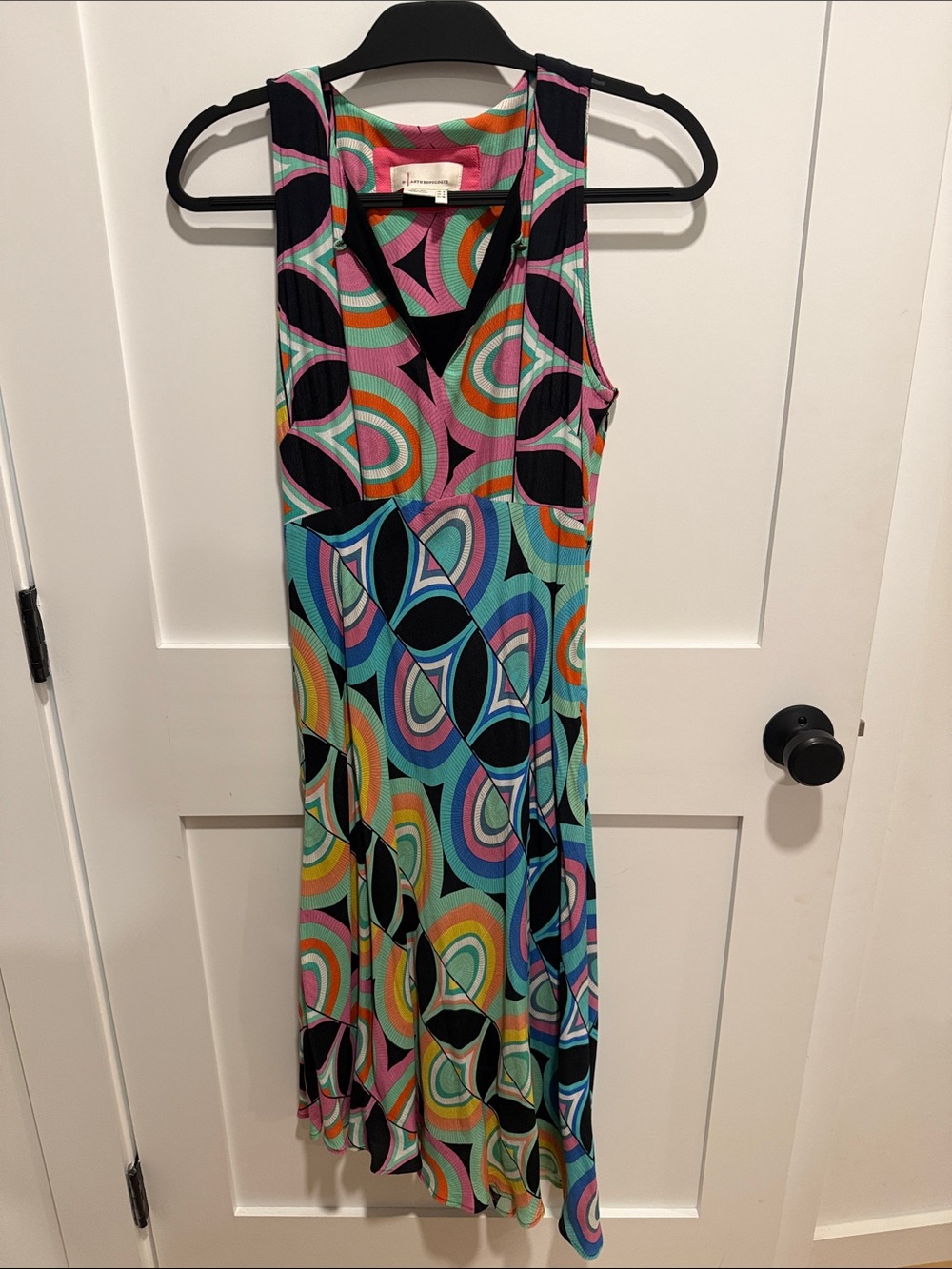 Anthropologie Sleeveless Maxi Dress in Multicolor Retro Geo Print